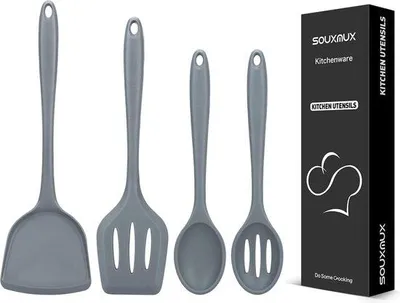 Produktbild von Famanu Küchenutensilien Set 4-teilig - Wokspatel, Schaufelspatel, Kochlöffel, Schöpfkelle