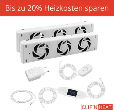 Produktbild von Heizkörperventilator Heizungslüfter CLIP'N'HEAT - Double Set - 20% weniger Heizkosten!