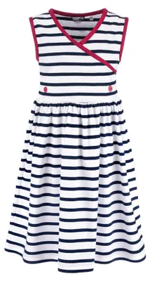Produktbild von modAS Bretonisches Mädchenkleid Maritim - Streifenkleid Ringelkleid Kleid für Mädchen mit Streifen aus Baumwolle Größe 74 bis 80 in Weiß/Blau