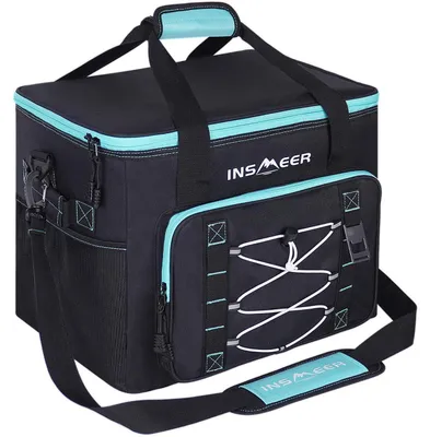 Immagine prodotto di Borsa termica pieghevole da 40 litri, impermeabile, con apribottiglie e tracolla, colore nero