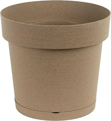 Image de Pot de fleurs en plastique avec soucoupe MELROSE GLAMOUR 34,5 cm Couleur du plastique : beige bois mat, imitation bois