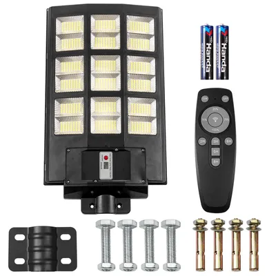 Zdjęcie produktu dla Solarna lampa uliczna Zewnętrzna lampa ścienna Led Solar Lamps For Outdoor Z czujnikiem ruchu Zdalne sterowanie 60000lm, 864Leds, Chłodna biel 6500k