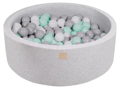 Image de MeowBaby Boule de bain ronde gris clair 90x30cm, boules : gris/blanc/mint
