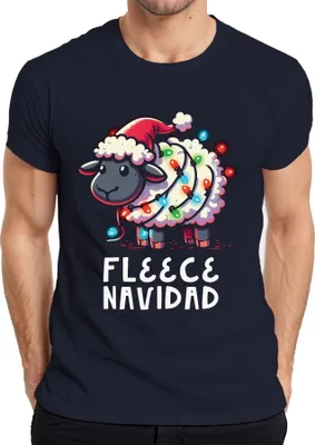 Produktbild von Fleece Navidad Schaf Lichterkette - Weihnachten Weihnachtsgeschenk Christmas Herren T-Shirt, Navy, M