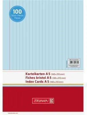 Produktbild von Brunnen 102250130 Karteikarte (A5 liniert, 100 Stück, eingeschweißt) blau