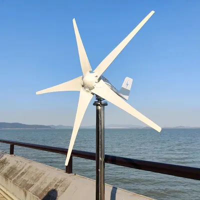 Image de Éolienne horizontale - Éolienne SZ-3000 - Puissance de 3 000 W - 24 V hors réseau - Système 1 - 5 pales - Vitesse de démarrage de 1,5 m/s - Alliage d'aluminium - Blanc