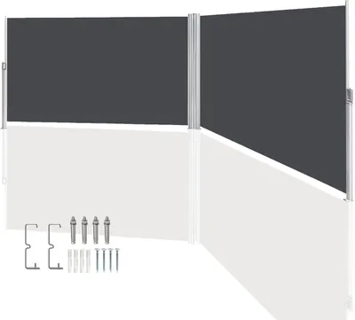Obrázek produktu pro Boční markýza Výsuvná balkónová antracitová ochrana proti slunci plná kazetová zástěna na soukromí šedá 180x600cm