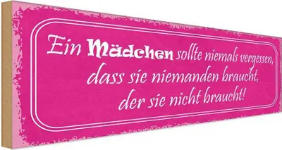 Produktbild von vianmo Holzschild 10x27 cm Mädchen sollte niemals vergessen Spruch Zitat