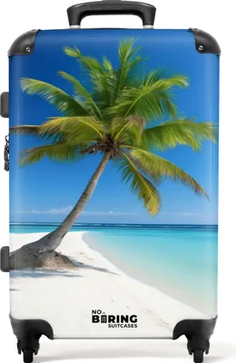 Produktbild von NoBoringSuitcases.com® Großer Koffer - Palmen am Strand - Kombinationsschloss TSA - Hartschalen Trolley 4 Rollen - 72 liter - Reisekoffer - 66 cmKoffer Mittelgroß 67x43x25 cm, 72L,