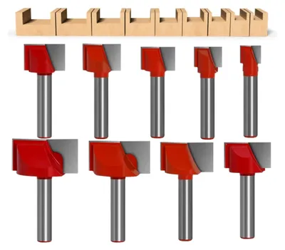 Produktbild von Bodenreinigungsfräser Set mit 8mm Schaft, 9-teilig, zweischneidige Planfräser in verschiedenen Durchmessern