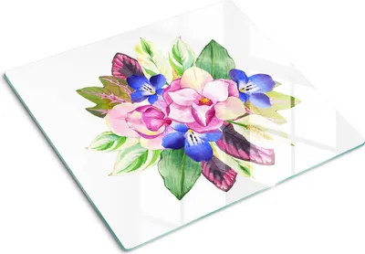 Obrázek produktu pro Kryt varné desky – Kryt na indukční desku – Ochranná skleněná deska – 60x52 cm – Skleněné ochranné desky na sporák –Tvrzené sklo –Kytice květin