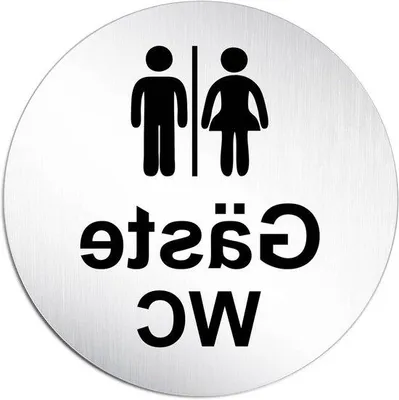 Produktbild von Toilettenschild für Gäste - Selbstklebendes WC-Schild - Toilettenanzeige - 100mm Durchmesser - Schwarz