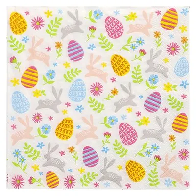 Produktbild von 300 Servietten, 3-lagig 1/4-Falz 33 cm x 33 cm Happy Easter