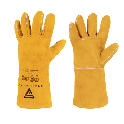 Produktbild von STAHLWERK Schweißer Handschuhe aus hitzebeständigem und robustem Echtleder