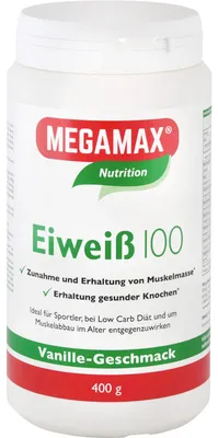 Produktbild von MEGAMAX Nutrition Eiweiß 100 Pulver Vanille-Geschmack, 400 g Pulver