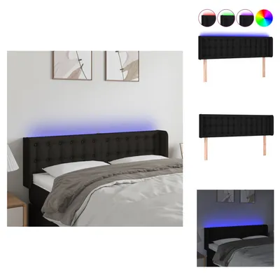 Produktbild von vidaXL LED Kopfteil Schwarz 147x16x78/88 cm Stoff -  Kopf- & Fußenden