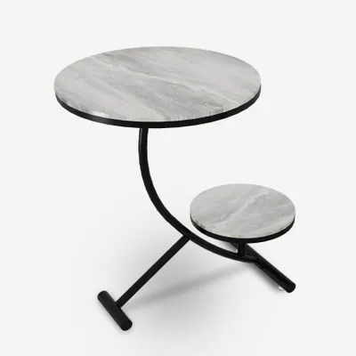 Image de Table basse élégante avec 2 plateaux ronds en marbre 45x50cm Marpes L - Gris