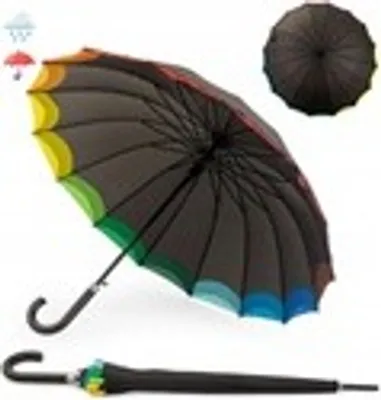Produktbild von Regenbogen Sonnenschirm Schwarz Groß 16 R 8168