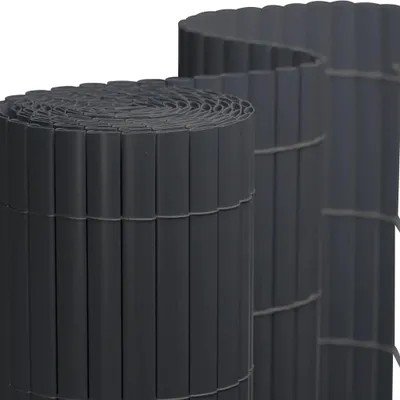 Produktbild von Jarolift PVC Sichtschutzmatte, 140 x 400 cm, grau – UV-beständig, wetterfest Garten & Balkon Windschutz, Sichtschutzzaun Zaunblende