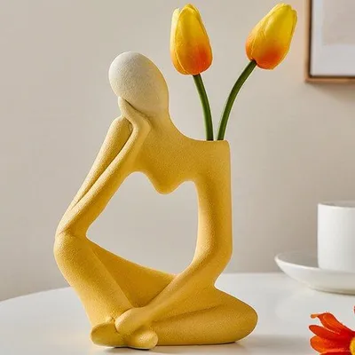 Zdjęcie produktu dla Wazon ceramiczny Unyqoos® – elegancki, nowoczesny wazon dekoracyjny do wnętrz, wszechstronny, idealny do traw pampasowych, świeżych i suszonych kwiatów