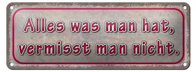 Produktbild von Blechschild Spruch 27x10cm was man hat vermisst man nicht Dekoration