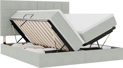 Produktbild von vidaXL Bett mit LED-Lichtleisten Hellgrau 180 x 200 cm Samt