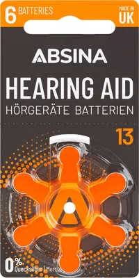 Produktbild von ABSINA Hörgeräte-Batterie Typ 13 / PR48, 6 Stück