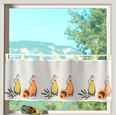 Produktbild von heimtexland ® Scheibengardine Voile mit Digitaldruck Schlaufen Gardine Fensterdeko Typ322 Öle Mediterran