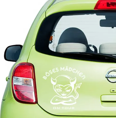 Produktbild von Aufkleber - Autoaufkleber "Böses Mädchen" 60cm x 60cm Weiß - Tuning Carystyling Heckscheibe Auto