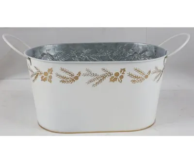 Image de BURI Cache-pot Métal Ovale Bac à fleurs Plantes Herbes aromatiques Jardin Décoration
