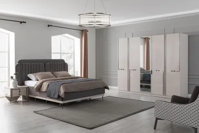 Produktbild von Moderner Schlafzimmer Set Doppelbett Nachttisch Kleiderschrank Luxus