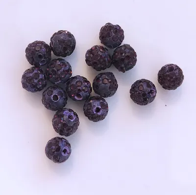 Produktbild von Shamballa Perlen, glitzer, 8 mm, 15 Stück, Violett dunkel