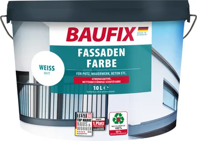 Produktbild von BAUFIX Fassaden-Farbe weiss matt, 10 Liter, Außenwand Farbe