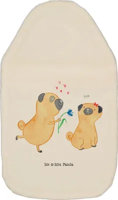 Produktbild von Mr. & Mrs. Panda Wärmflasche Mops Verliebt - Weiß - Geschenk, Liebe, Möpse, heißwasserbeutel, Wärmflaschen, Hund, Freund, gummi, Knuffig, Sprüche, Wärmekissen