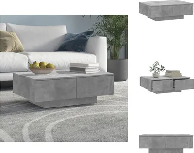 Immagine prodotto di vidaXL Tavolino da caffè grigio cemento 90x60x31 cm materiale a base di legno - Tavolini da caffè