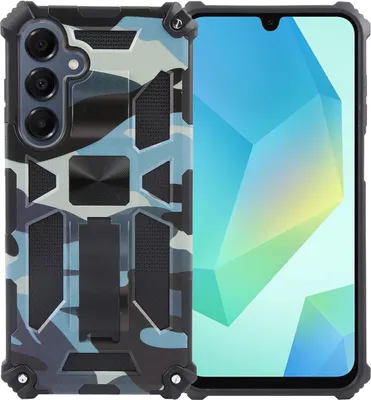 Produktbild von Mobigear Armor Stand  Samsung Galaxy A16 Hülle Hardcase Backcover Stoßfest mit Ständer - Blau