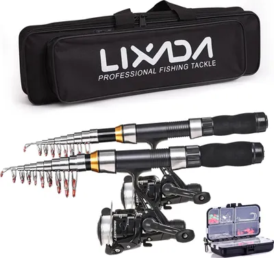 Produktbild von Lixada Angelrutenrolle Combo Komplettset mit 2,1 m 2,3 m Teleskop-Angelruten 2-teilige Spinnrollen Set mit Haken Soft Lures Barrel Swivels Aufbewahrungstasche