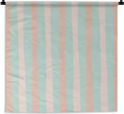 Produktbild von MuchoWow® Wandteppich Wandbehang Sommer - Gestreift - Rosa 150x150 cm Tapisserie Dekoration Wandtuch - Wohnaccessoires - Modernes