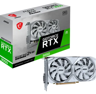 Produktbild von MSI VENTUS RTX 3050 2X XS WHITE 8G OC, GeForce RTX 3050, 8 GB, GDDR6, 128 Bit, 7680 x 4320 Pixel, PCI Express x8 4.0