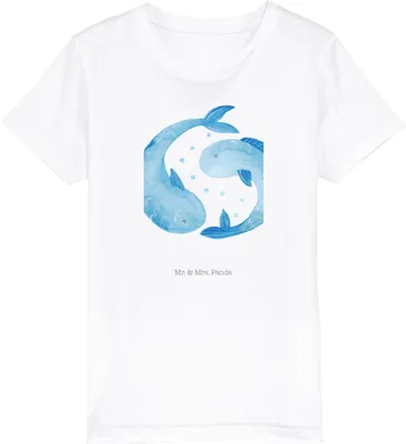 Produktbild von Mr. & Mrs. Panda Kleinkinder T-Shirt Sternzeichen Fische 5-6 Jahre (110/116) - Weiß - Geschenk, Geburtstag Februar, Sternbild, Kinder, Teenager, Kindershirt, März, Fisch