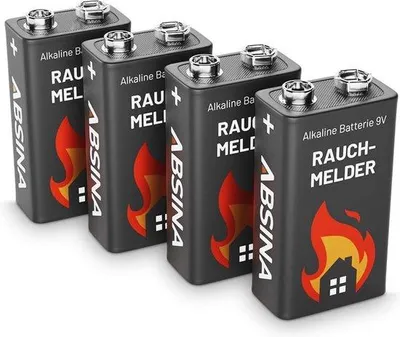 Image de Piles alcalines 9 V pour détecteurs de fumée, sans fuite, lot de 4