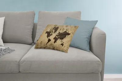 Produktbild von MuchoWow® Zierkissen Sofakissen Wohnzimmer Dekokissen 60x40 cm Weltkarte - Vintage - Schwarz - Kopfkissen - Polster mit Foto