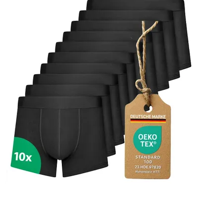 Produktbild von Boxershorts Herren 10 Pack Baumwolle Unterhosen Herren schwarz atmungsaktiv Unterwäsche Herren ohne kratzendes Etikett 95% Baumwolle 5% Elasthan / XL