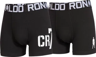 Produktbild von CR7 Jungen Boxershorts, 2er Pack - Trunks, Baumwolle Stretch, Logobund Schwarz 158/164