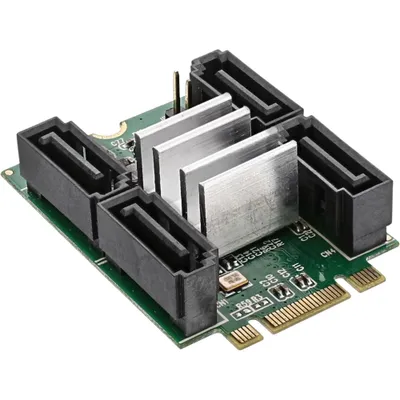 Produktbild von InLine® M.2 PCIe 2.0 SATA Karte, 4x SATA 6Gb/s, RAID 0,1,10,JBOD