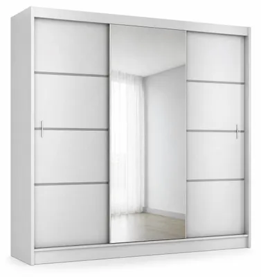 Produktbild von Schwebetürenschrank VISTA 250 cm mit Spiegel – moderner Kleiderschrank Schiebetürenschrank (Weiss)