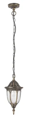 A hanging outdoor light fixture.