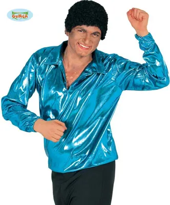 Produktbild von blaues Disco Shirt für Herren Gr. M/L