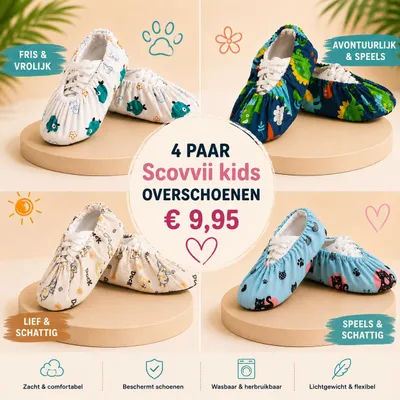 Productafbeelding van Scovvii Kids overschoenen | 4 paar | Wasbaar en herbruikbaar | schoenovertrekken voor kinderen