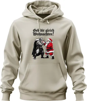 Zdjęcie produktu dla Święta tuż tuż! Bluza z kapturem uni Viking Nordic Yulnacht Christmas, natura, 3XL